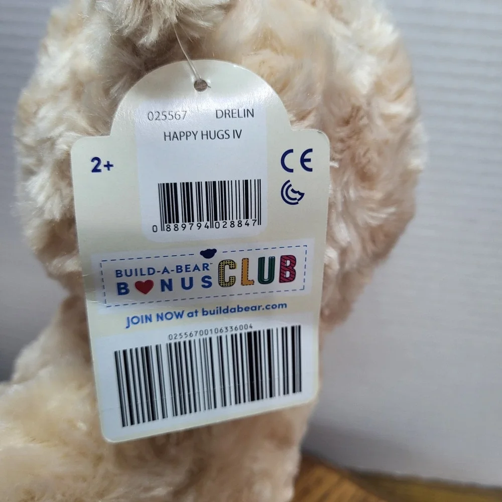 NWT Build A Bear Workshop Plush Happy Hugs IV Teddy Bear Tan Stuffed Animal Toy